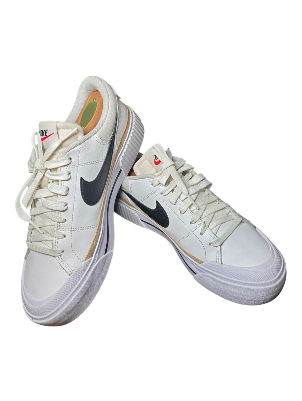 Nike Court Legacy Lift Platform White Black Hemp Sneakers Sz 8.5